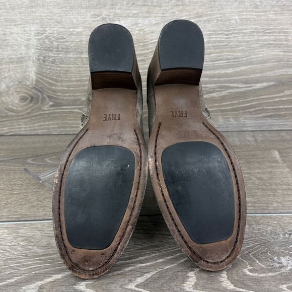 Frye Nora Women's Sz 7.5B Gray Elephant Suede Zip Heeled Ankle Boots 3479930-EPT - Picture 7 of 14